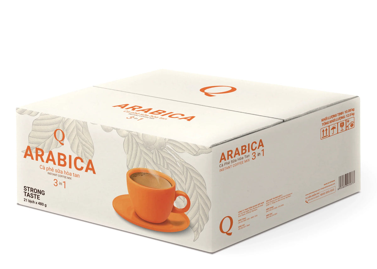 Q Arabica 3-in-1 Instant Coffee – Case of 21 Bags (504 Sticks)