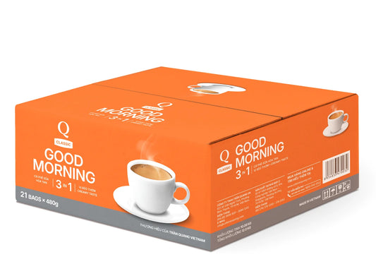 Q Classic Good Morning 3-in-1 Instant Coffee – Case of 21 Bags (504 Sticks)