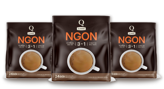 Q Classic Ngon 3-in-1 Instant Coffee – Combo 3 Bags (72 Sticks)